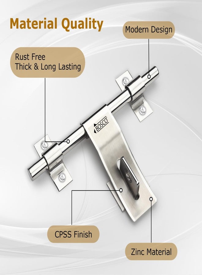 BOSCO® Heavy-Duty Steel Aldrop Slide Bolt for Door Lock Pack of 2 | Silver Finish | 14mm Dia, 8 Inch Length | Durable & Corrosion-Resistant Door Latch for Main Door, Gate, Wooden or Metal Doors - Image 4