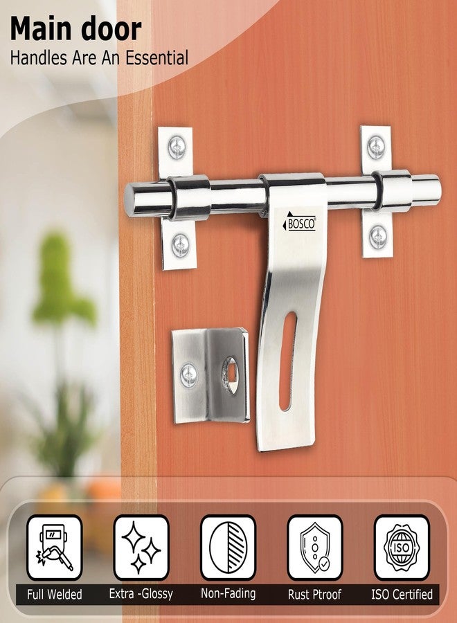 BOSCO® Heavy-Duty Steel Aldrop Slide Bolt for Door Lock Pack of 2 | Silver Finish | 14mm Dia, 8 Inch Length | Durable & Corrosion-Resistant Door Latch for Main Door, Gate, Wooden or Metal Doors - Image 5