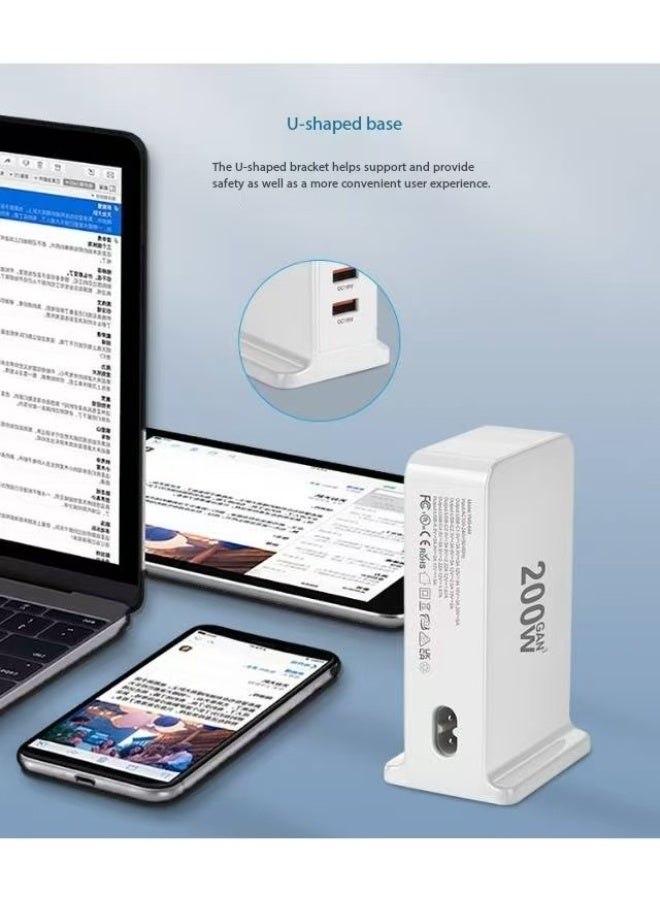 200W USB C Charger Block Multiple Ports, GaN III USB Charging Station 6 Ports Hub, Multi Port for Laptop MacBook iPad iPhone 15 Galaxy Google Pixel Motorola Dell AirPods Switch - Image 5