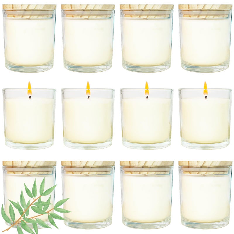 Veiuwa 12 Pcs 6 Oz Mini Soy Candles,Eucalyptus Scented Bulk Candle Set,Aromatherapy Candle,Great Stress Relieving Scented Candles for Girls as a Gift for Birthdays, Weddings Party Favors! - Image 1