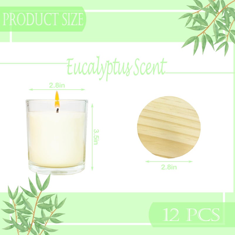 Veiuwa 12 Pcs 6 Oz Mini Soy Candles,Eucalyptus Scented Bulk Candle Set,Aromatherapy Candle,Great Stress Relieving Scented Candles for Girls as a Gift for Birthdays, Weddings Party Favors! - Image 2