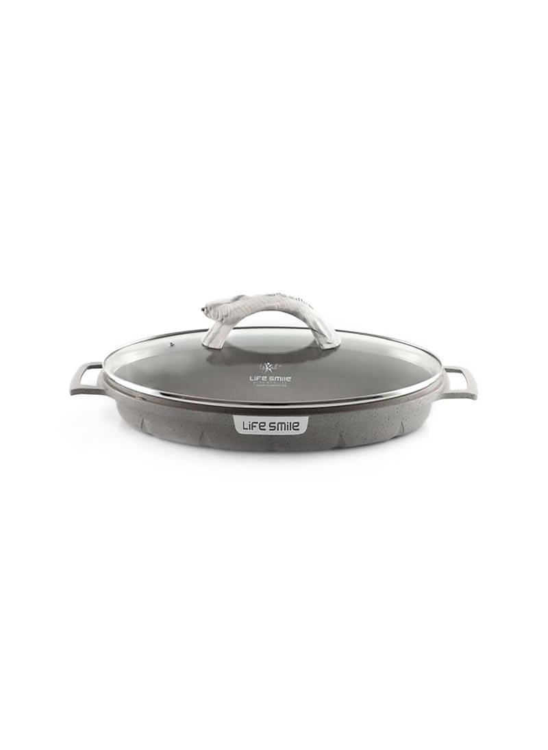 Life Smile Fish Frying Pan With lid , Granite Coating Non Stick Oval Frying pan 100% PFOA FREE , Oven Safe - Shallow, Dark Grey
Visit theStore  - Image 2