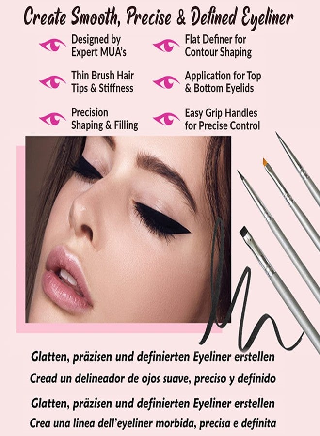 VERTEX Eyeliner Brush Fine Angled Set - For Liquid Gel Liner Applicator Bent Stencils Thin Pencil Pen Real Small Sharpener Angle Wing Tips Firm Makeup Brushes Black Stamp Winged Kit Flat Waterproof Cat Eye - Image 5