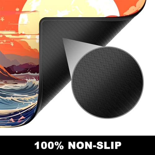 BOSOBO Large Desk Mat, Extended Gaming & Office Home Mat, Long Keyboard Mat, Desktop Full Cover 31.5 x 11.8 Inches, Anime Japan Kanagawa Wave - Image 4