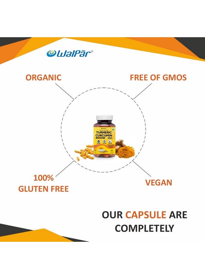 WALPAR Organic Curcumin Turmeric with Piperine Bioperine - 1510mg 90 Capsules - Image 5