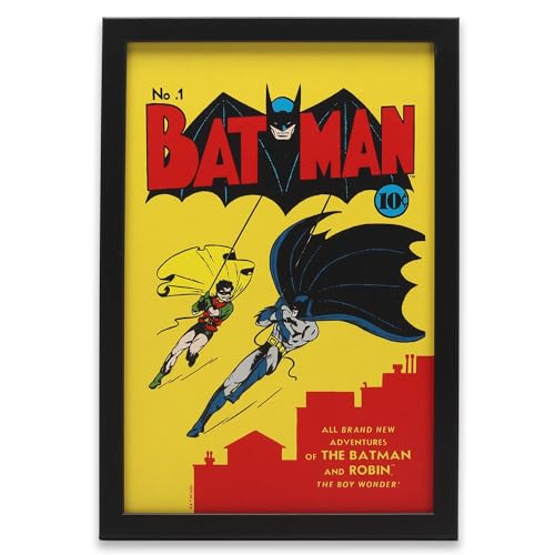 Open Road Brands DC Comics Batman Comic Book Cover Framed Wood Wall Decor Retro Batman Wall Art for Man Cave or Movie Room - Image 1