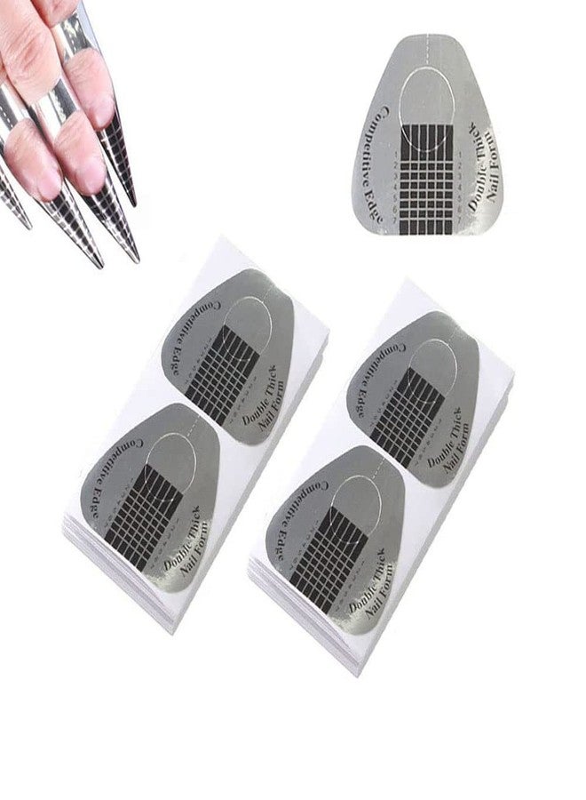 VNC Silver Horseshoe Nail Extension Tips - Acrylic Nail Forms for Gel & Acrylic, UV Guide Stickers - 200pcs - Image 1