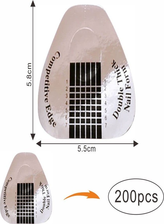 VNC Silver Horseshoe Nail Extension Tips - Acrylic Nail Forms for Gel & Acrylic, UV Guide Stickers - 200pcs - Image 2