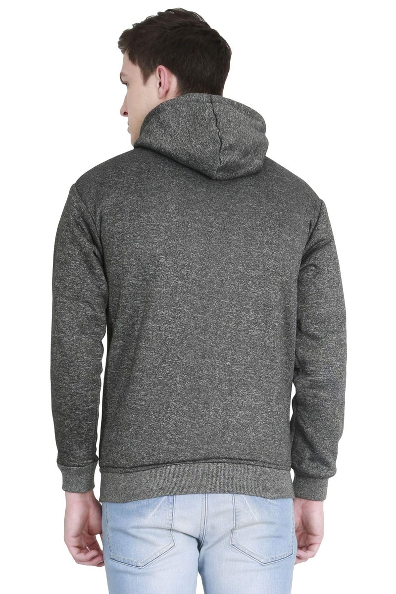 fanideaz Cotton Fleece Hooded Sweatshirt with Pocket for Mens_BlackGrindle_XL - Image 5