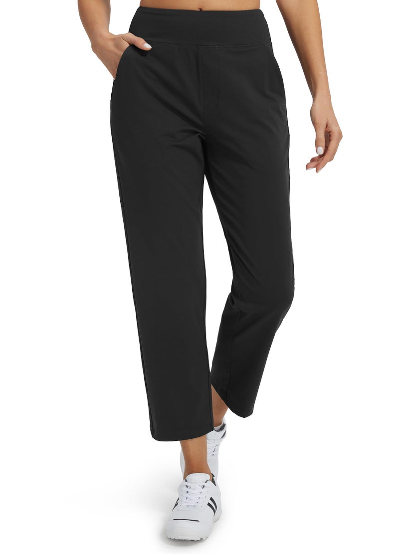 Libin Women's Pants with 4 Pockets Golf Pants 25''High Waisted Stretchy Ankle Pant for Travel Casual Athletic Busniess Work Black 2XL - Image 1