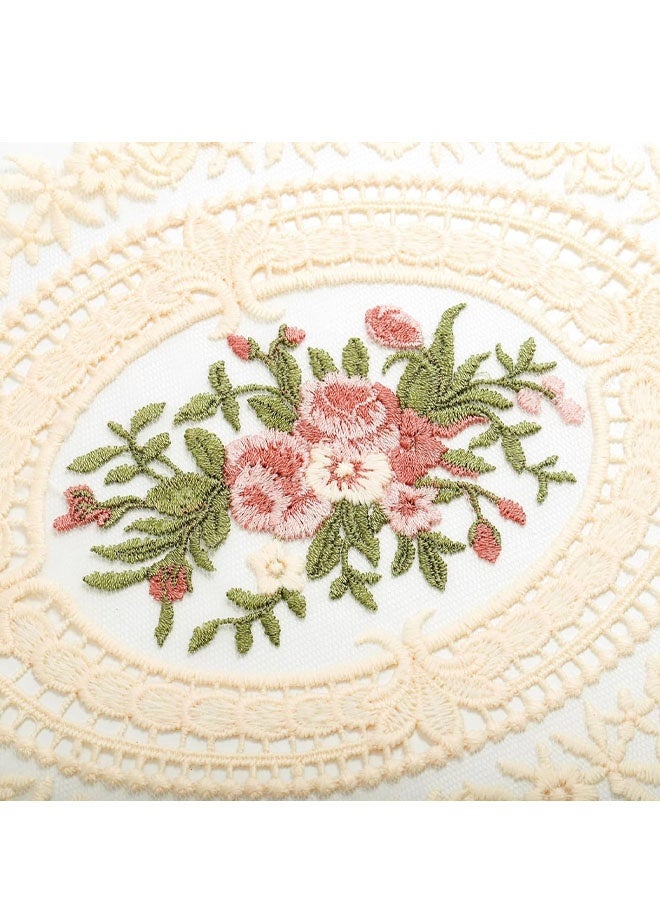 2Pack Retro French Style  Lace Placemats, French Crochet Doilies, Embroidered Vintage Victorian Decor Cup Mat for Coquette Room Decor, French Country Decor, Apricot, Oval - Image 4