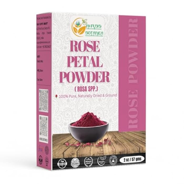 Herbs Botanica Rose Petal Powder Natural, Chemical Free Rose Powder for Face Masks, Skin Care, DIY Beauty, Aromatherapy, and Culinary Use – 2 oz, No Added Preservatives or Colors - Image 1