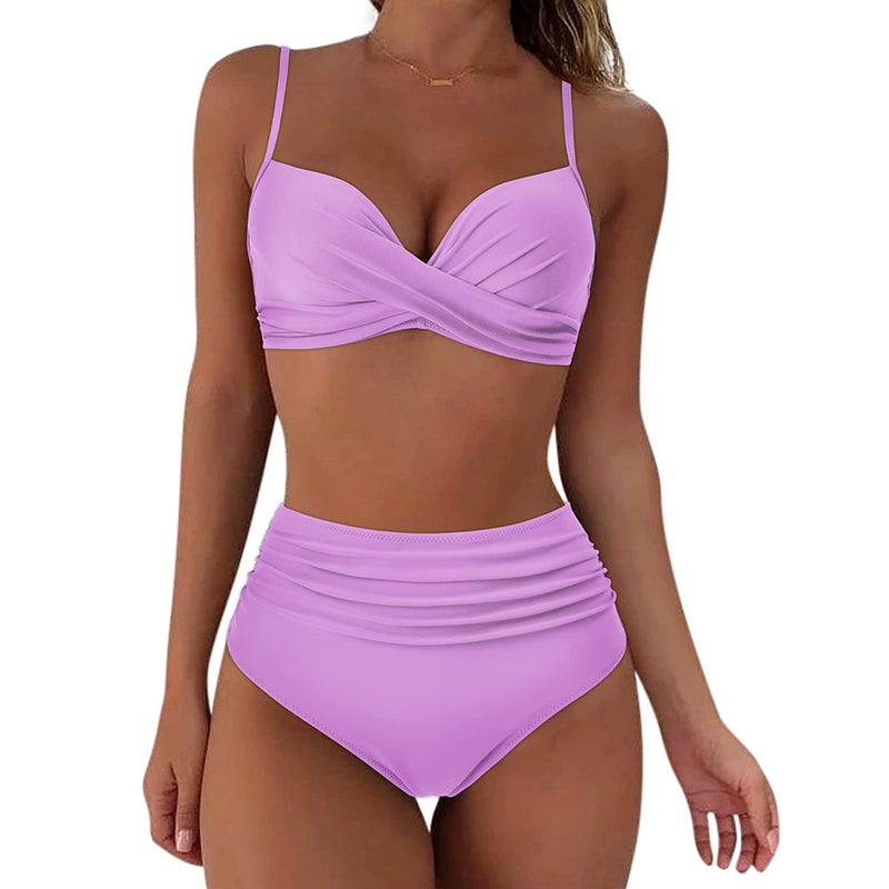 New 2024 Swimwear Gather Lace Black And White Print Bikini Bikini Women Swimwear - Image 3