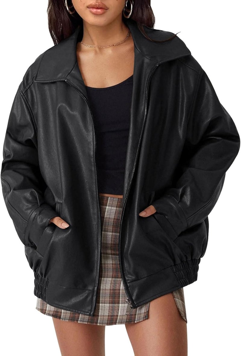 AUTOMET Women's Ezau208 Oversized Black Jacket - Image 1