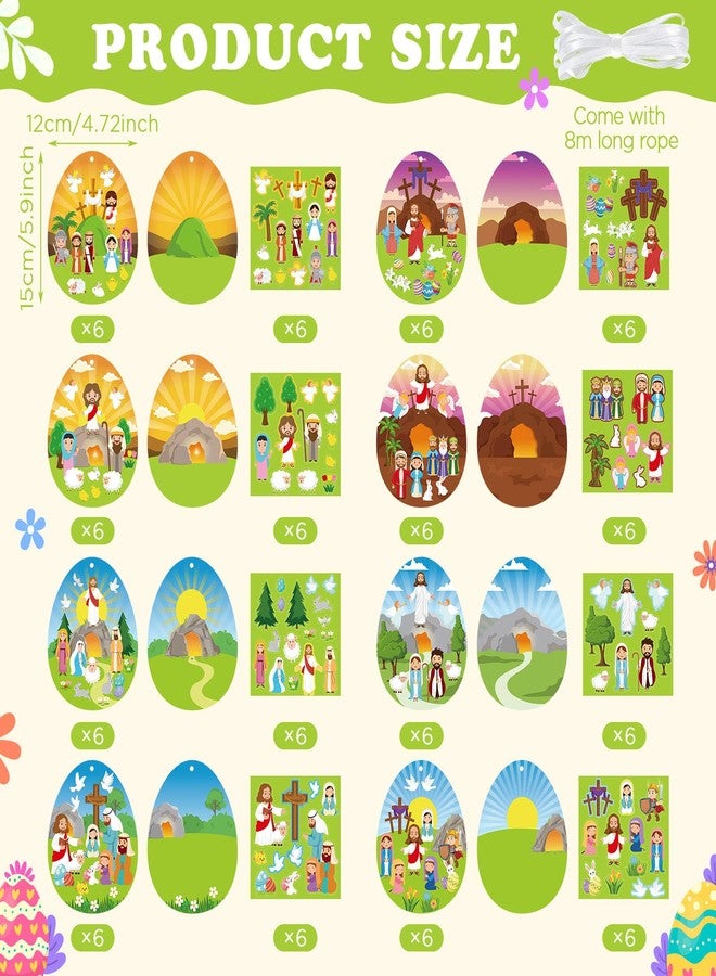 Faccito 48 Sets Religious Easter Craft Kits for Kids DIY Nativity Scene Sticker Christian Hanging Ornament Make an Easter He Lives Craft Projects for Sunday School Classroom DIY Art Game Activities - Image 2