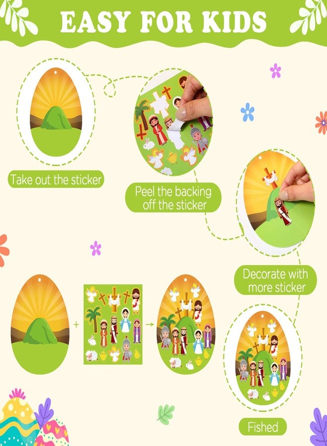 Faccito 48 Sets Religious Easter Craft Kits for Kids DIY Nativity Scene Sticker Christian Hanging Ornament Make an Easter He Lives Craft Projects for Sunday School Classroom DIY Art Game Activities - Image 3