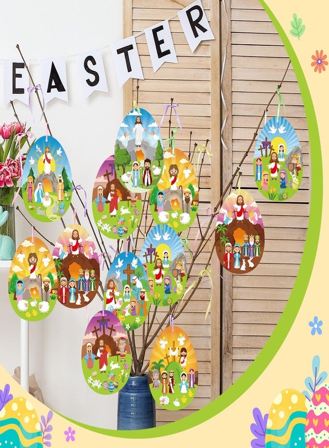 Faccito 48 Sets Religious Easter Craft Kits for Kids DIY Nativity Scene Sticker Christian Hanging Ornament Make an Easter He Lives Craft Projects for Sunday School Classroom DIY Art Game Activities - Image 4