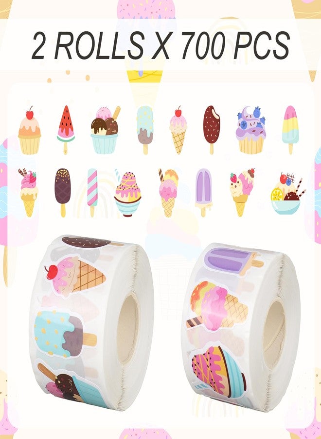 Whaline 1400Pcs Ice Cream Sticker Summer Popsicle Sticker 16 Designs Sweet Dessert Adhesive Label Decal for Craft Home Classroom Card Scrapbook Decor, 1.5 in - Image 2