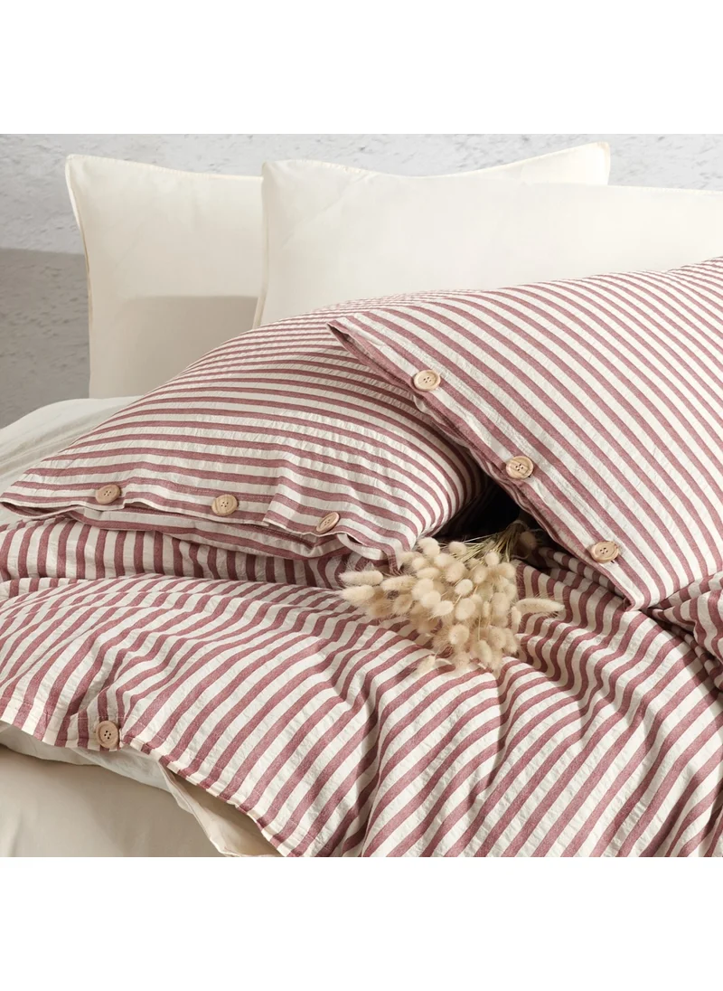 Macas Home Chance Cherry Cotton Yarn Dyed Washed Double Duvet Cover Set Cream 200*220