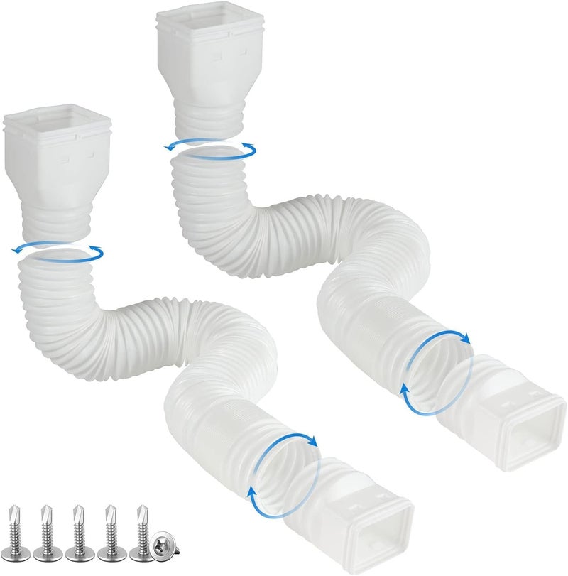 House downspout extender, telescopic rain gutter drainpipe, white - Image 1