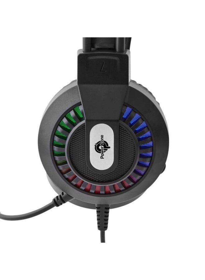 power zone PZ-3000 Gaming Headset RGB LED, Stereo Surround Sound, Noise-Isolating Microphone, USB + 3.5mm Wired Gaming Headphones for PC, PS4, PS5, Xbox, Laptop & Mobile - Image 1