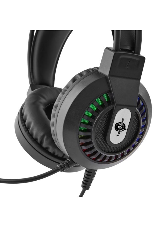 power zone PZ-3000 Gaming Headset RGB LED, Stereo Surround Sound, Noise-Isolating Microphone, USB + 3.5mm Wired Gaming Headphones for PC, PS4, PS5, Xbox, Laptop & Mobile - Image 3