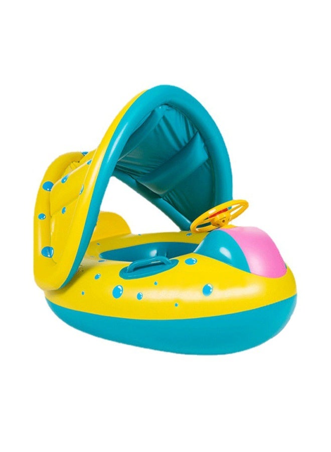 Anti-rollover With Awning Children's Inflatable Seat Ring Baby Baby Swimming Ring Thickened Swimming Ring Wholesale-Colour:Seat With Sunshade  - Image 1
