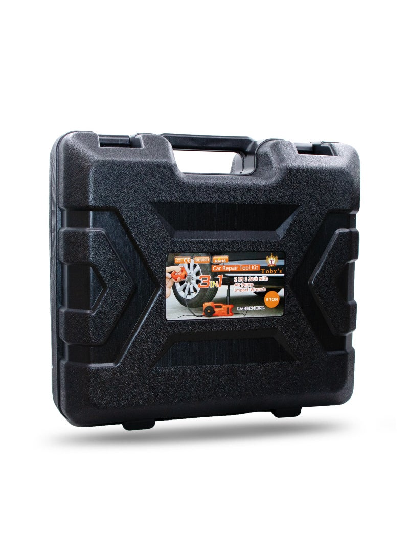 Toby's - Car Jack Electric 12V 5T 3 in 1 Electric Hydraulic Floor Jack Tire Inflator Pump - Image 1
