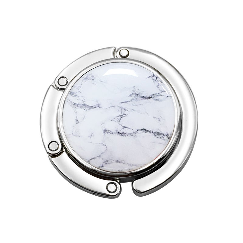Round Gel Dropping Marble Women'S Wallet Hook Foldable Movable Carry-On Bag Hanger Bag Hook - Image 1