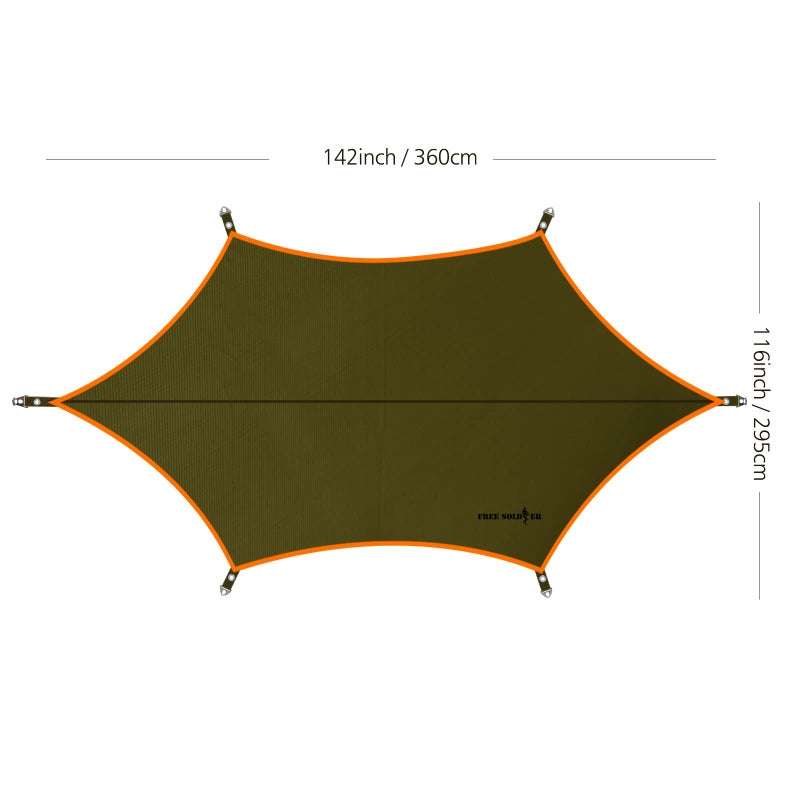 FREE SOLDIER Waterproof Portable Tarp Multifunctional Outdoor Camping Traveling Awning Backpacking Tarp Shelter Rain Tarp (Greenish Brown 6 Loop 10×12ft) - Image 2