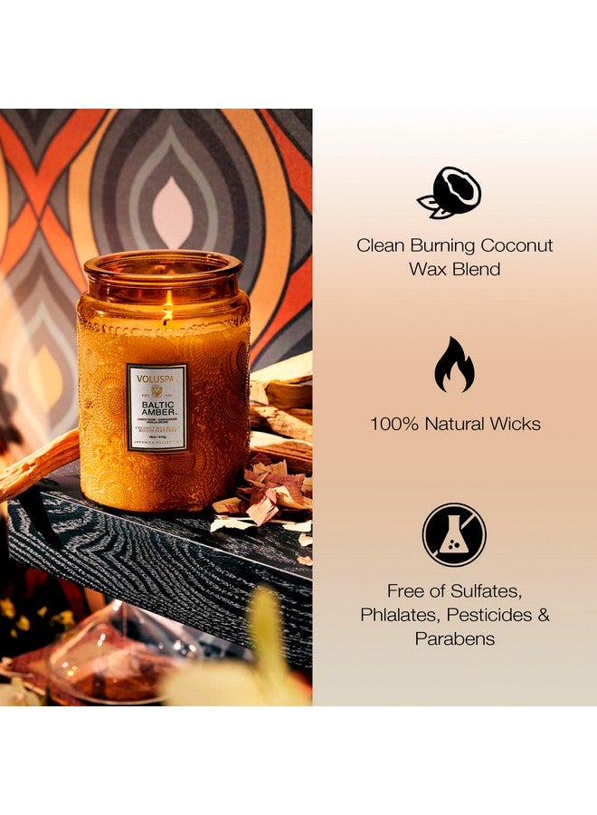فولوسبا شمعة فولوسبا العنبر البلطيقي، وعاء شمعة كبير، 18 أونصة، مدة احتراق 100 ساعة، فتائل طبيعية بالكامل وشمع جوز الهند لحرق نظيف، نباتي، تم سكبها في الولايات المتحدة الأمريكية - Image 3