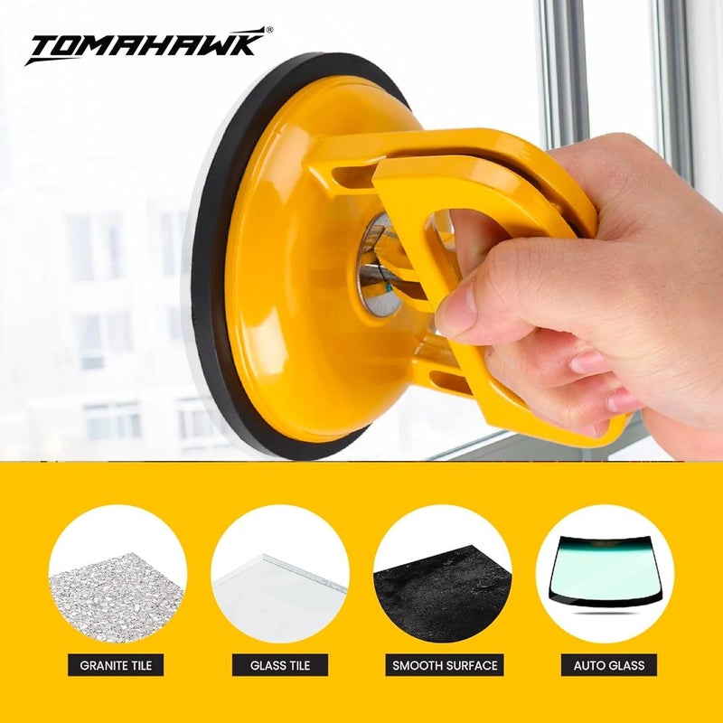 Tomahawk ® كوب شفط زجاجي رأس واحد لرفع وتحريك ألواح الزجاج الثقيلة، الألواح المعدنية، نوافذ الزجاج، الرخام - رافع زجاجي، رافع دنت معدني للسيارات مع كوب فراغ مطاطي، عبوة من 2 - Image 3