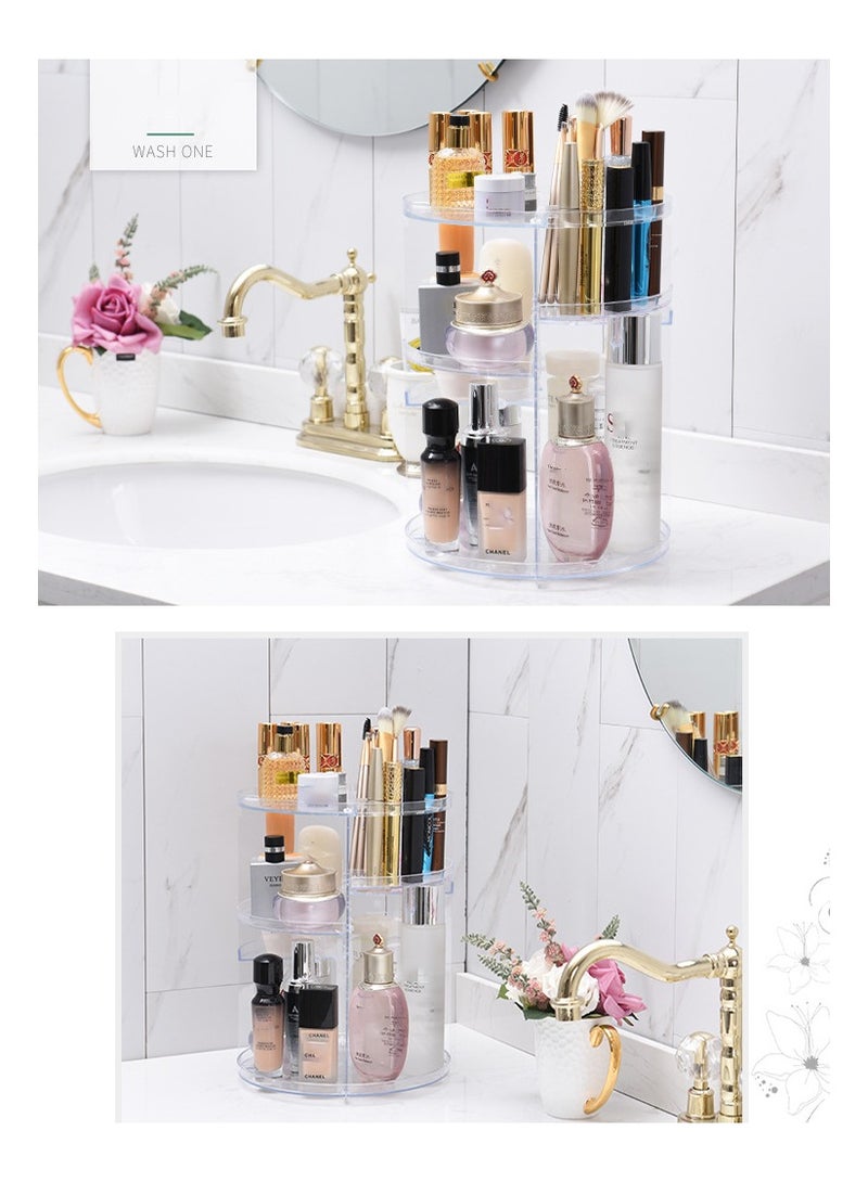 Large Capacity 360 Rotating Acrylic Makeup Organizer Spinning Holder for Cosmetics and Skincare Storage in Bedroom or Bathroom - Image 2