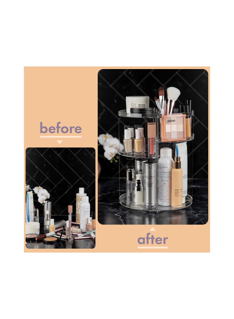 Large Capacity 360 Rotating Acrylic Makeup Organizer Spinning Holder for Cosmetics and Skincare Storage in Bedroom or Bathroom - Image 5