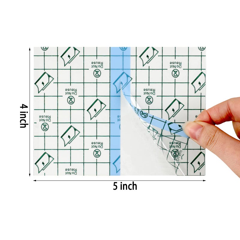 Lothee 50 Pcs Waterproof Shower Cover Patch Tattoo Aftercare Bandage Transparent Film Dressing Stretch Adhesive Wound Bandage Tape Tattoo Film Wrap, 4 x 5 Inch - Image 2