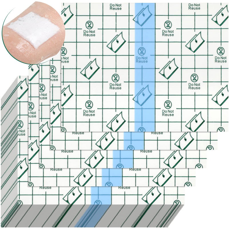 Lothee 50 Pcs Waterproof Shower Cover Patch Tattoo Aftercare Bandage Transparent Film Dressing Stretch Adhesive Wound Bandage Tape Tattoo Film Wrap, 4 x 5 Inch - Image 1