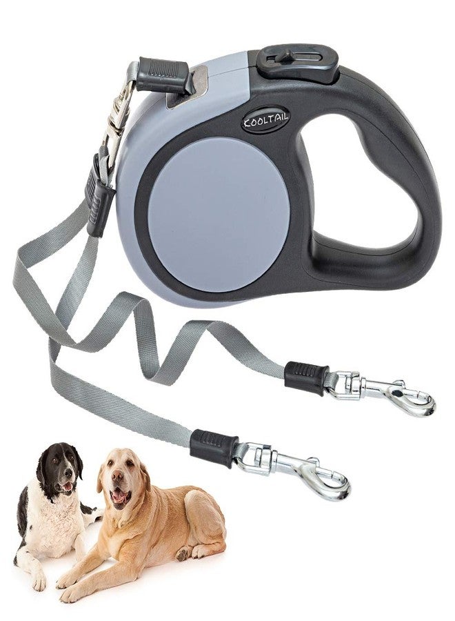 KOOLTAIL Dual Retractable Dog Leash for Two Dogs Up to 110 Lbs, Heavy Duty Double Headed 16 ft Extendable 360° Tangle-Free One Button & Lock Brake Dog Leash for Small Medium Large Dogs Grey - Image 1