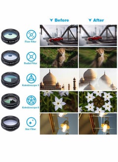Y&D Phone Camera Lens Kit with 0.63X Wide Angle, 15X Macro, 198 Degree Fisheye, 2X Telephoto, CPL, Star Filter, Radial Flow Kaleidoscope 3, 6 Compatible Android iPhone  - Image 3