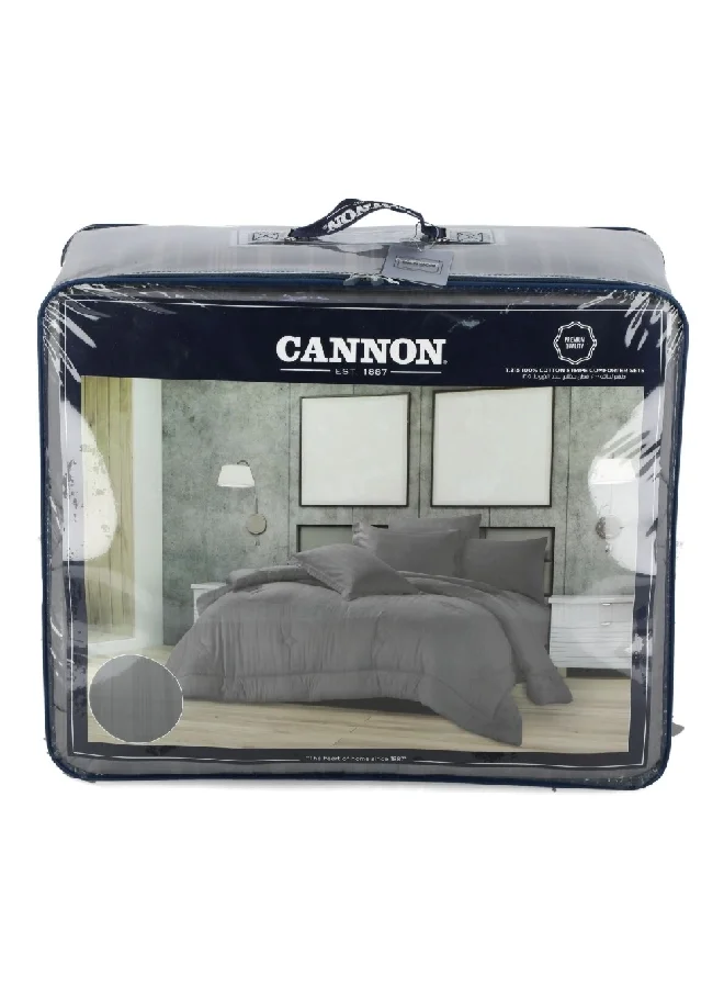Cannon 3-Piece Premium Quality T215 Cotton Stripe Comforter Set Satin White Twin 50 x 25 x 60 cm CN CT3PCS-WHTD