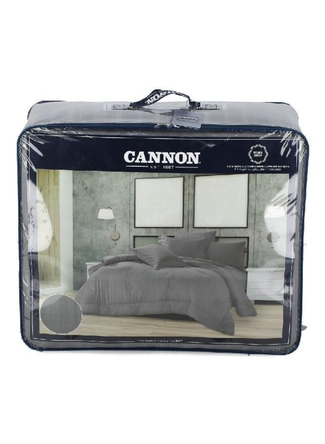 Cannon 3-Piece Premium Quality T215 Cotton Stripe Comforter Set Satin White Twin 50 x 25 x 60 cm CN CT3PCS-WHTD  - Image 1