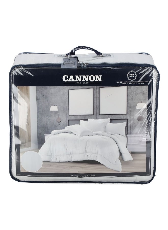 Cannon 3-Piece Premium Quality T215 Cotton Stripe Comforter Set Satin White Twin 50 x 25 x 60 cm CN CT3PCS-WHTD  - Image 4