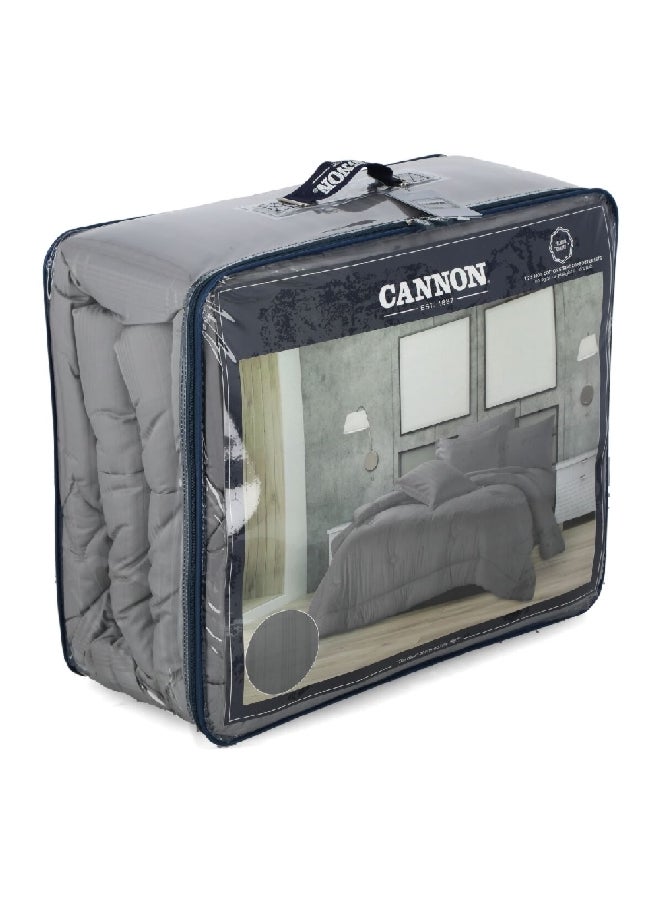 Cannon 3-Piece Premium Quality T215 Cotton Stripe Comforter Set Satin White Twin 50 x 25 x 60 cm CN CT3PCS-WHTD  - Image 3