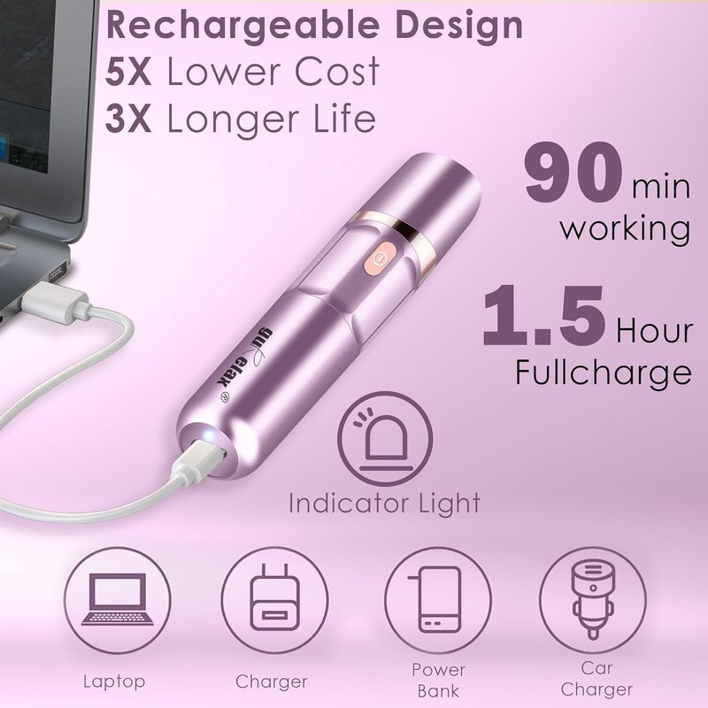 gurelax Hair Removal Epilator for Women, Rechargeable Facial Epilator Hair Remover, 2-in-1 Electric Epilator & Shaver, 18 Carat Gold Plated Head, All Ages and Skin Types - Image 5