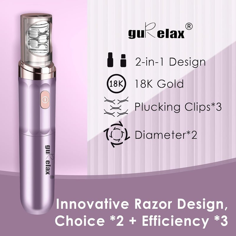 gurelax Hair Removal Epilator for Women, Rechargeable Facial Epilator Hair Remover, 2-in-1 Electric Epilator & Shaver, 18 Carat Gold Plated Head, All Ages and Skin Types - Image 4