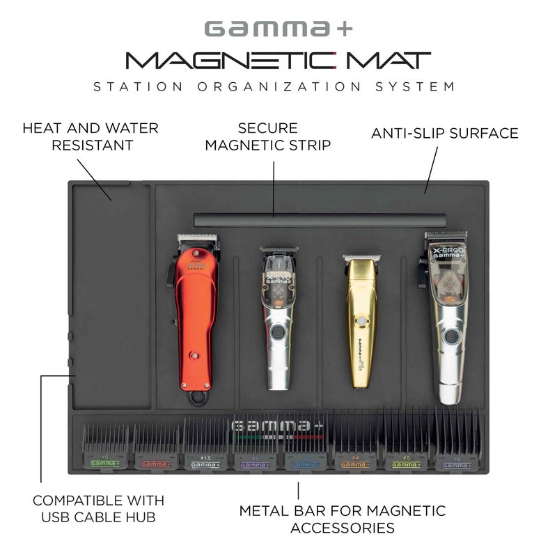 GAMMA+ Professional Barber Appliance Magnetic Mat and Station Organizer, Anti-Slip, Durable Heat Resistant Silicone, Hair Styling Tools, Black - Image 3