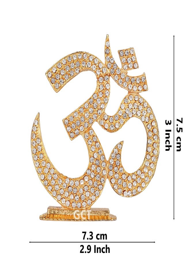 GCT Hindu Religious Symbol OM Idol (B-193) Gold Metal Statue for Home Décor Car Dashboard Mandir Pooja Murti Temple Puja Office Table Showpiece - Image 2
