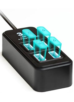 Generic High-Speed USB 3.0 Hub Model P-1901 - 4 Ports - Supports 1TB HDD with Blue LED Power Indicator - Black Color  - Image 2
