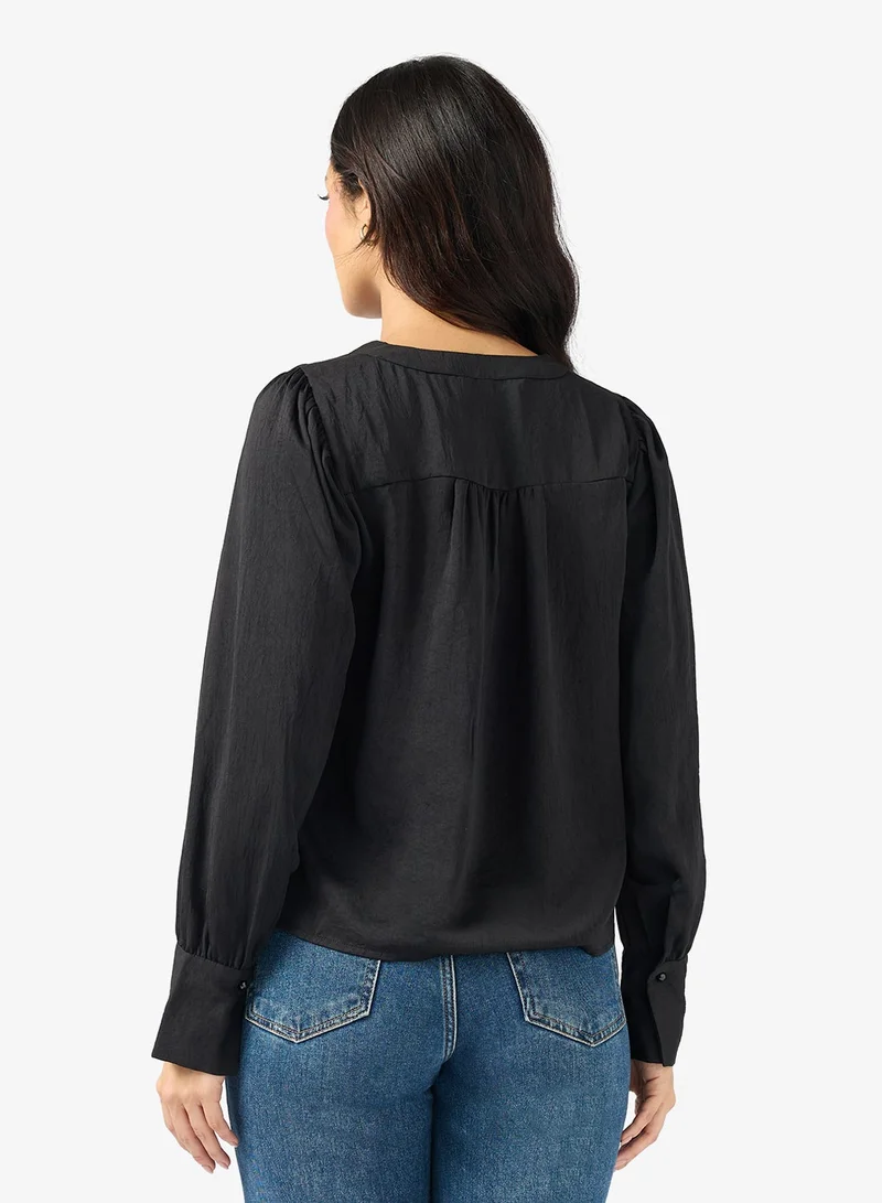 VERO MODA V-Neck Long Sleeve Woven Shirt