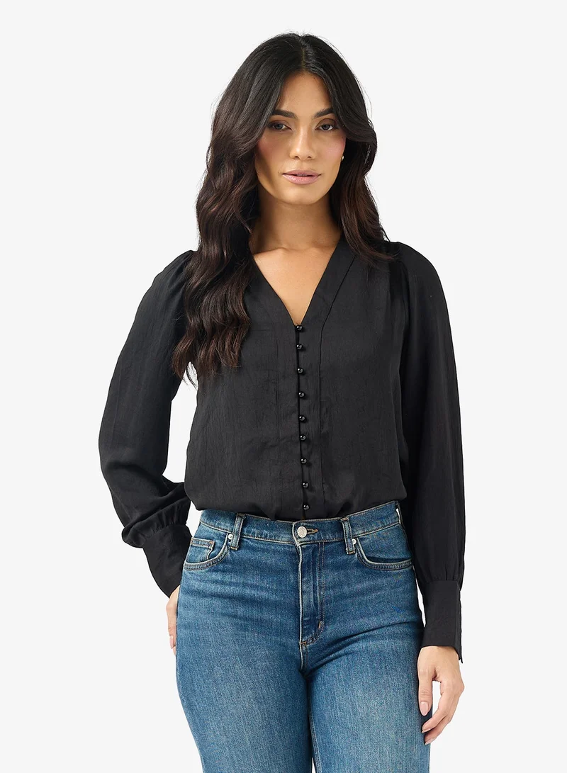VERO MODA V-Neck Long Sleeve Woven Shirt