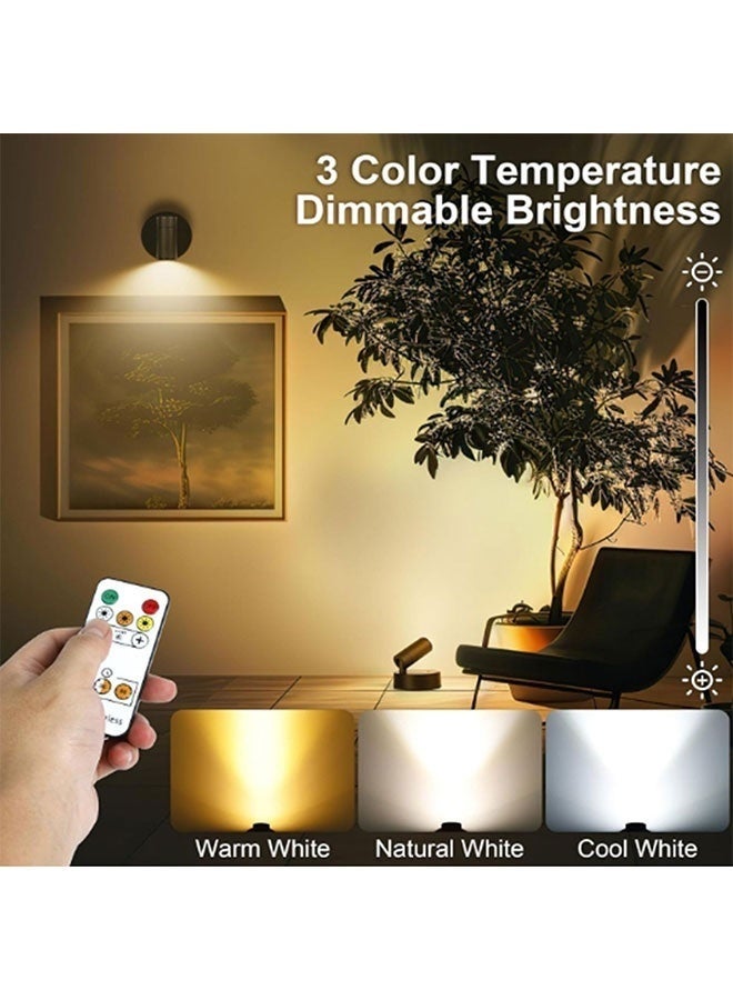 Wireless Spot lights Indoor Rechargeable Uplighting Indoor with Timer＆Dimmable 3CCT Tree Lights Indoor Battery Operated LED Spotlight Accent Up lights Indoor for Plant Artwork Plant - Black - Image 2